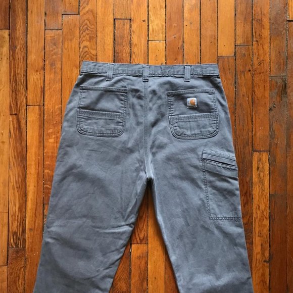 Vintage Carhartt Relaxed Fit Men Grey Canvas‎ Tool Pockets Straight Leg Pants. - Picture 3 of 4